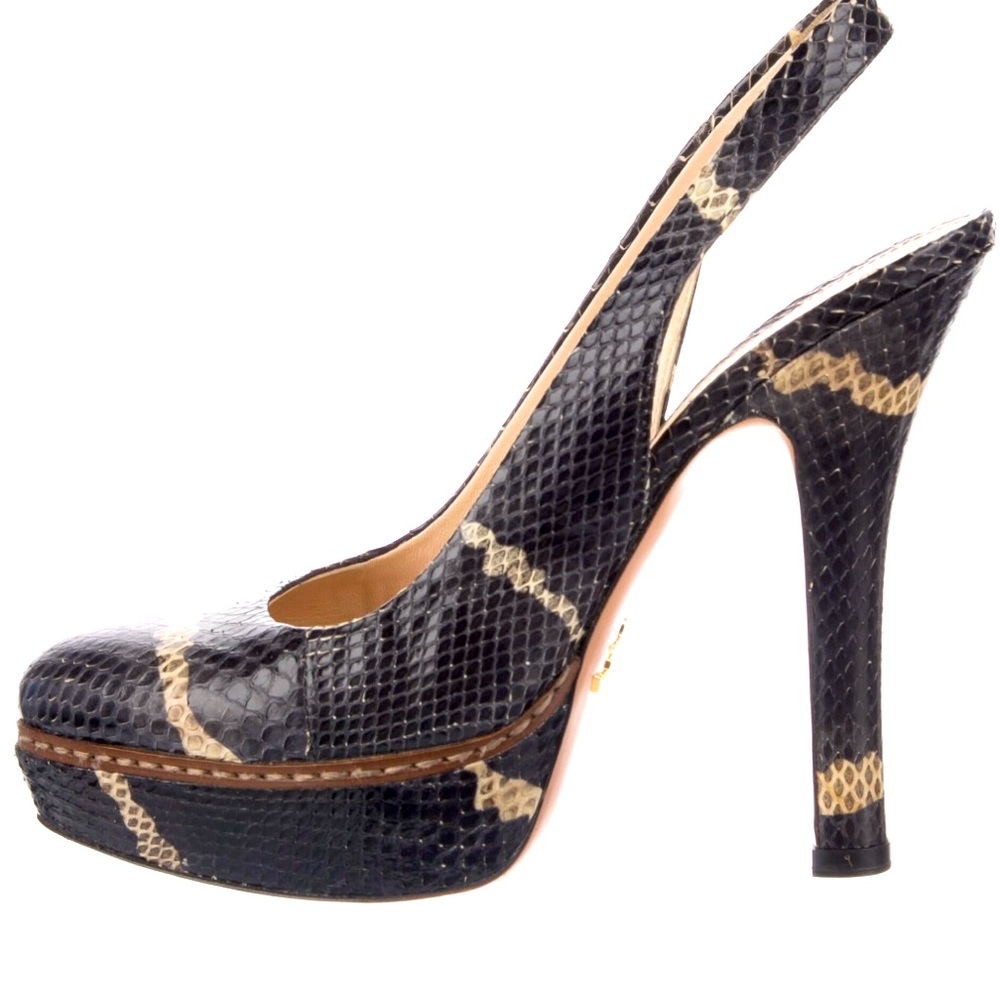 Prada Snakeskin Slingback Pumps